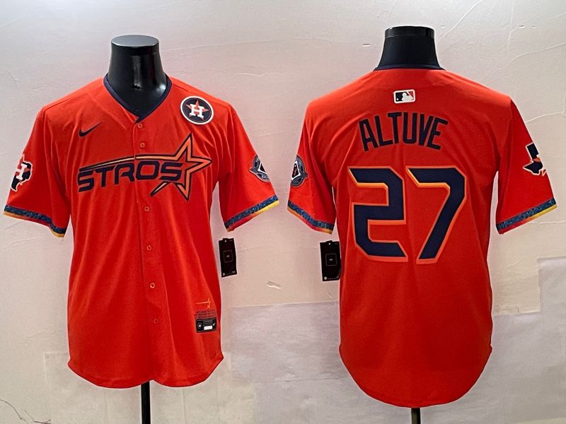 Men Houston Astros #27 Altuve Orange Five generation Joint Name Nike 2025 MLB Jersey style 4